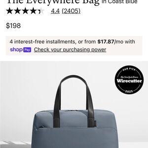 Away The Everywhere Bag in Coast Blue with Black Handles